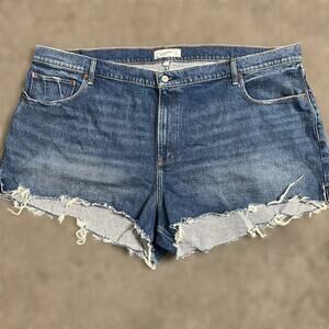 Abercrombie & Fitch The Mom Short High Rise 37/24 Womens Demin Cutoff Curve Love